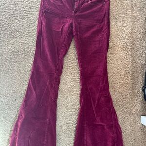 Free People Burgundy Corduroy Flare Pants